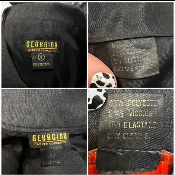 Georgiou Sz 8 Gray Peplum Style Wide Leg Blazer Jacket Pant Suit 2pc Set Womens - Picture 7 of 9